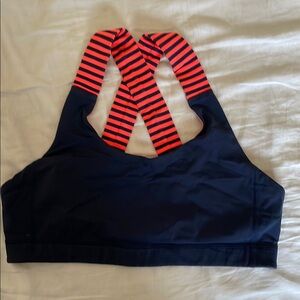 Lululemon - navy and neon red sports bra